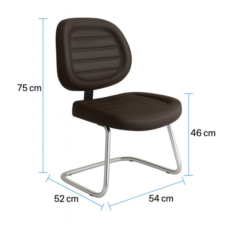 Cadeira Executiva COSTURADA Base em “S” Cromada – 31016 META Móveis para Escritório em Anápolis Cadeiras Fixas 6