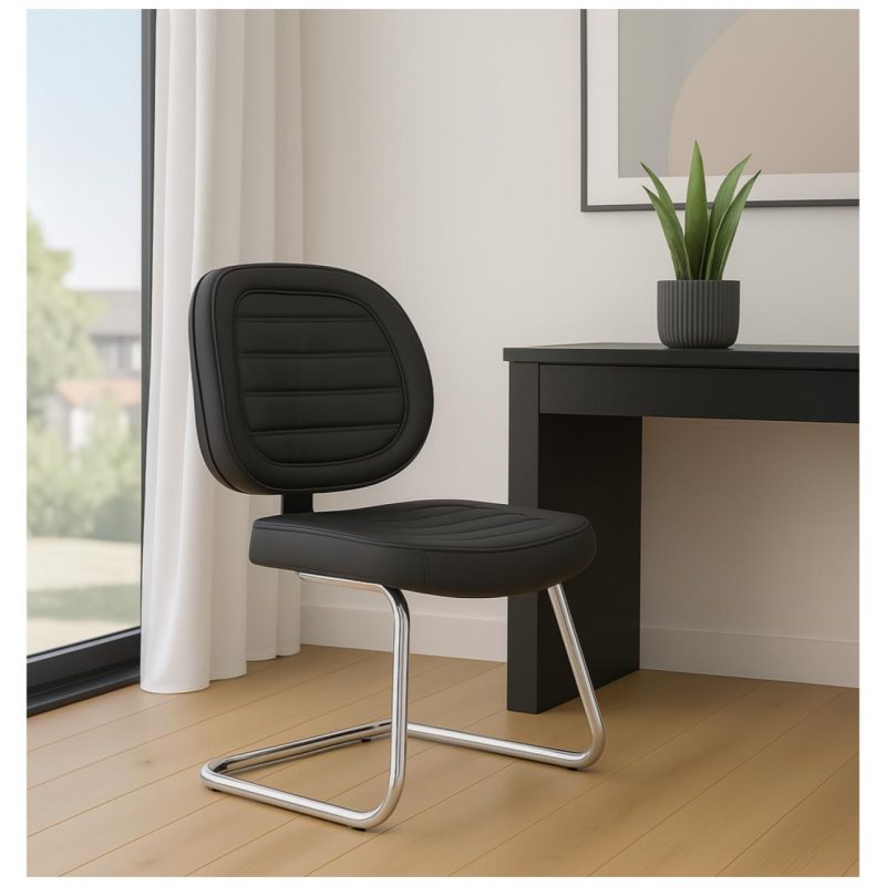 Cadeira Executiva COSTURADA Base em “S” Cromada – 31016 META Móveis para Escritório em Anápolis Cadeiras Fixas 8