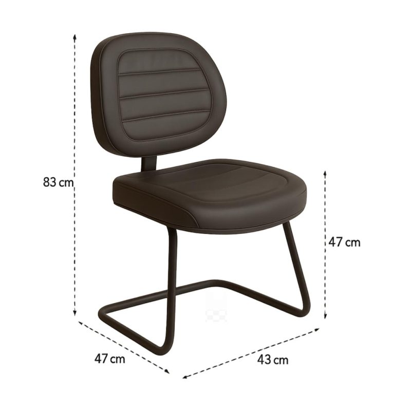 Cadeira Executiva Costurada Base em “S” PRETA – Corino Preto – 31014 META Móveis para Escritório em Anápolis Cadeiras Fixas 7