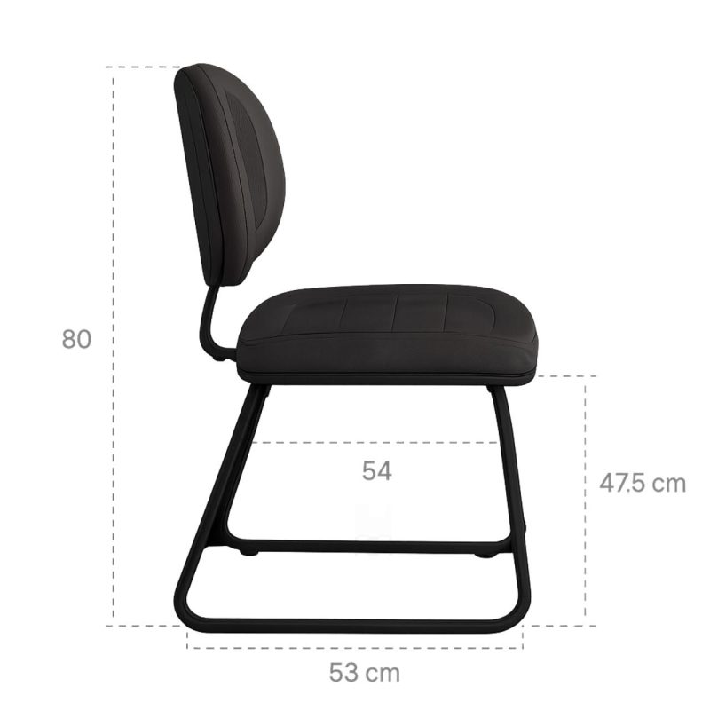 Cadeira Executiva Costurada Base Trapézio – Corino Preto – 31031 META Móveis para Escritório em Anápolis Cadeiras Fixas 6