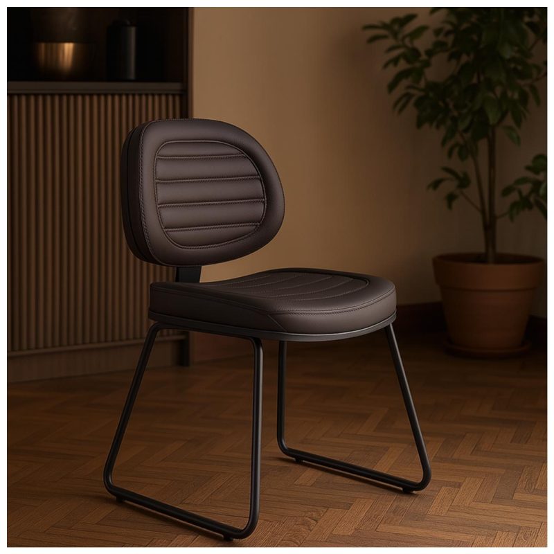 Cadeira Executiva Costurada Base Trapézio – Corino Preto – 31031 META Móveis para Escritório em Anápolis Cadeiras Fixas 8