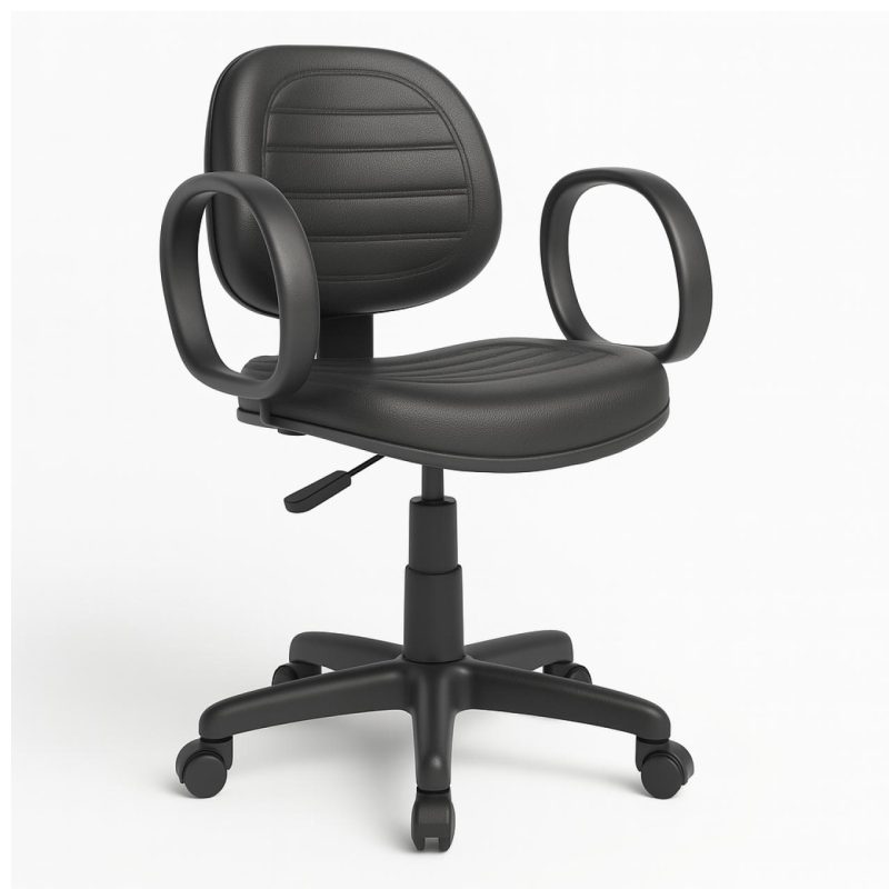 Cadeira Executiva COSTURADA Giratória com Braço Corsa – Corino Preto – 31004 META Móveis para Escritório em Anápolis Executiva 4