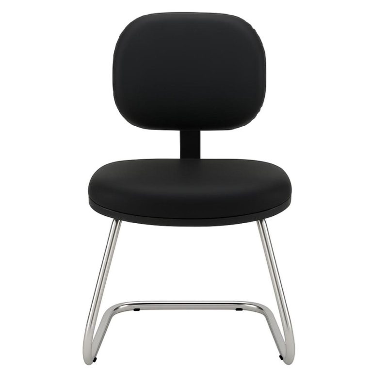 Cadeira Executiva LISA Base em “S” CROMADA – Corino Preto – 31015 META Móveis para Escritório em Anápolis Cadeiras Fixas 3