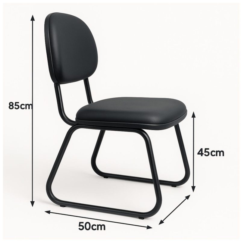 Cadeira Secretária Trapézio – Corino Preto – 31103 META Móveis para Escritório em Anápolis Cadeiras Fixas 4