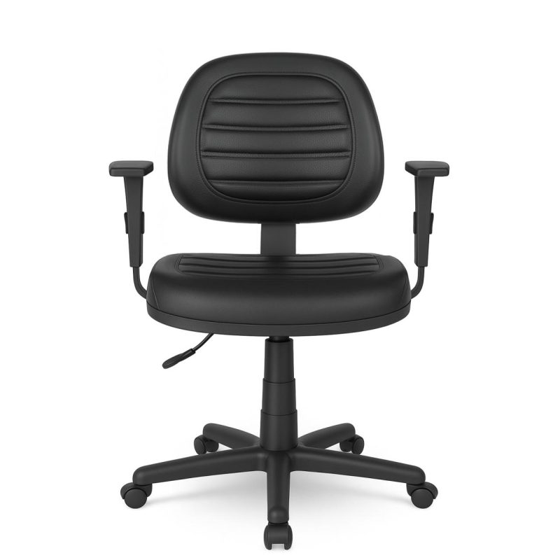 Cadeira Executiva COSTURADA Giratória com Braços Reguláveis – Corino Preto – 31005 META Móveis para Escritório em Anápolis Executiva 3