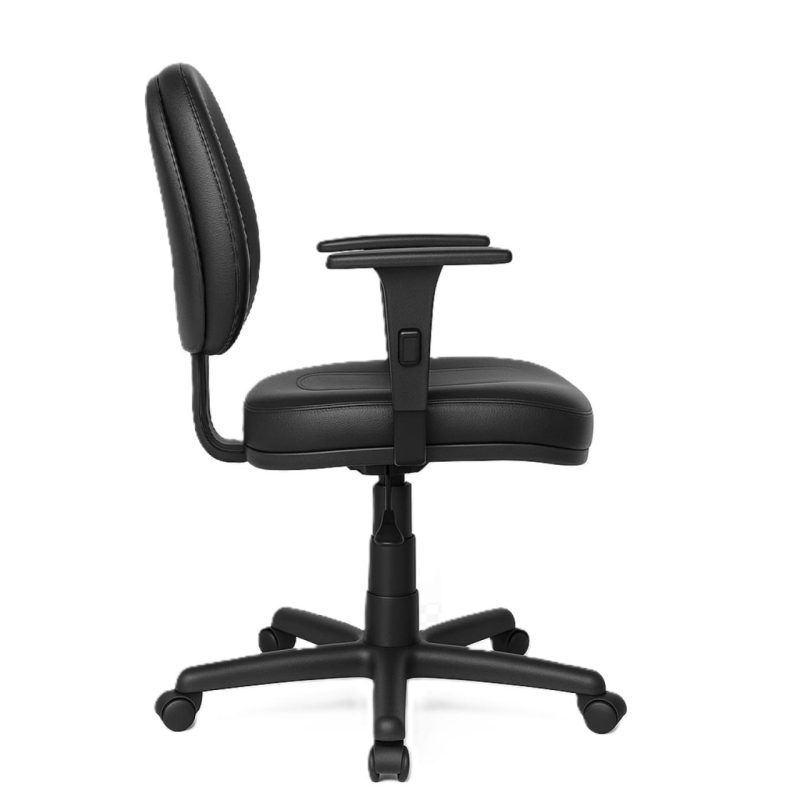 Cadeira Executiva COSTURADA Giratória com Braços Reguláveis – Corino Preto – 31005 META Móveis para Escritório em Anápolis Executiva 4