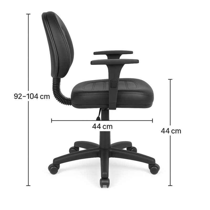 Cadeira Executiva COSTURADA Giratória com Braços Reguláveis – Corino Preto – 31005 META Móveis para Escritório em Anápolis Executiva 5