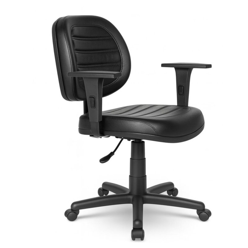 Cadeira Executiva COSTURADA Giratória com Braços Reguláveis – Corino Preto – 31005 META Móveis para Escritório em Anápolis Executiva 2