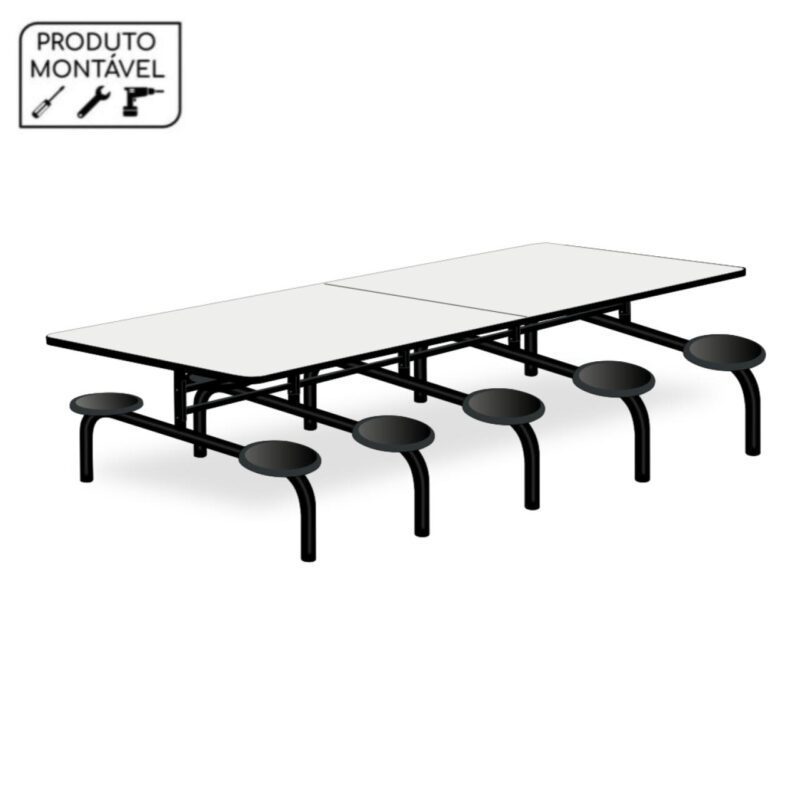 Mesa p/ Refeitório Fixo 10 Lugares MDP BRANCO DE 25 MM 50046 META Móveis para Escritório em Anápolis Fixo 2