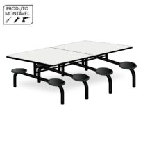 Mesa para Refeitório 8 Lugares MDP Branco de 25 mm FIXO – 50045 META Móveis para Escritório em Anápolis Fixo