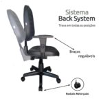 Cadeira Diretorzinha Back System Costurado C/ Braços Reguláveis – Cor Preto 32996 META Móveis para Escritório em Anápolis Diretorzinha 9