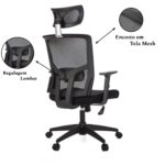 Poltrona Presidente Tela ANM-312P – C/ Encosto de Cabeça – Cor Preto – BLUME – 32981 META Móveis para Escritório em Anápolis Cadeira de Tela 9