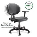 Cadeira Executiva PLUS LISA BACK SYSTEM c/ Braços Reguláveis – COR PRETO 32968 META Móveis para Escritório em Anápolis Executiva 9
