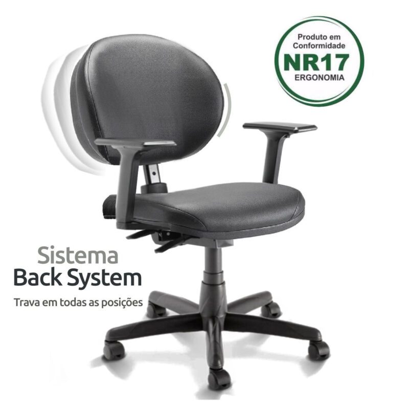 Cadeira Executiva PLUS LISA BACK SYSTEM c/ Braços Reguláveis – COR PRETO 32968 META Móveis para Escritório em Anápolis Executiva 3