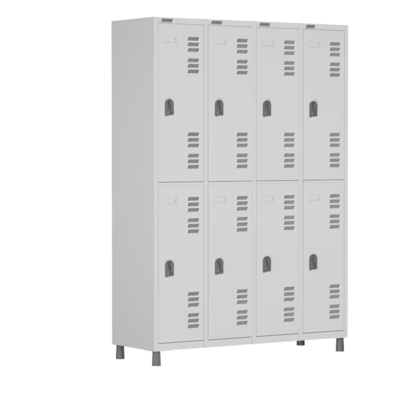 Roupeiro LOCKER de Aço c/ 08 PORTAS GRANDES – 1,90×1,28×0,40m – CZ/CZ – W3 – 11015 META Móveis para Escritório em Anápolis Roupeiro de Aço 2