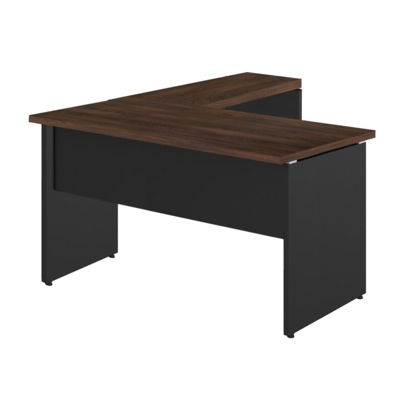 Mesa em “L” (Mesa 1,50m + Mesa Auxiliar) – S/ GAVETAS MARSALA / PRETO – 23476 META Móveis para Escritório em Anápolis Linha 30 mm 2