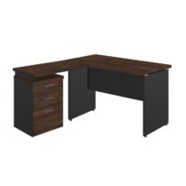 Mesa Escritório em “L” c/ Gaveteiro 1,50×1,50m MARSALA/PRETO – 23480 META Móveis para Escritório em Anápolis Linha 30 mm