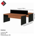 Estação de Trabalho Dupla 1,50×1,35m 02 Lugares s/ Gavetas c/ ponto de tomada Nogal Sevilha – 63087 META Móveis para Escritório em Anápolis Linha 40 mm 9