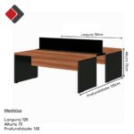 Estação de Trabalho Dupla 1,50×1,35m 02 Lugares s/ Gavetas c/ ponto de tomada Nogal Sevilha – 63087 META Móveis para Escritório em Anápolis Linha 40 mm 11