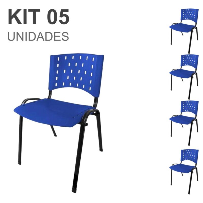 Kit 05 Cadeiras Plásticas 04 pés – COR AZUL – 24002 META Móveis para Escritório em Anápolis Plástica 2