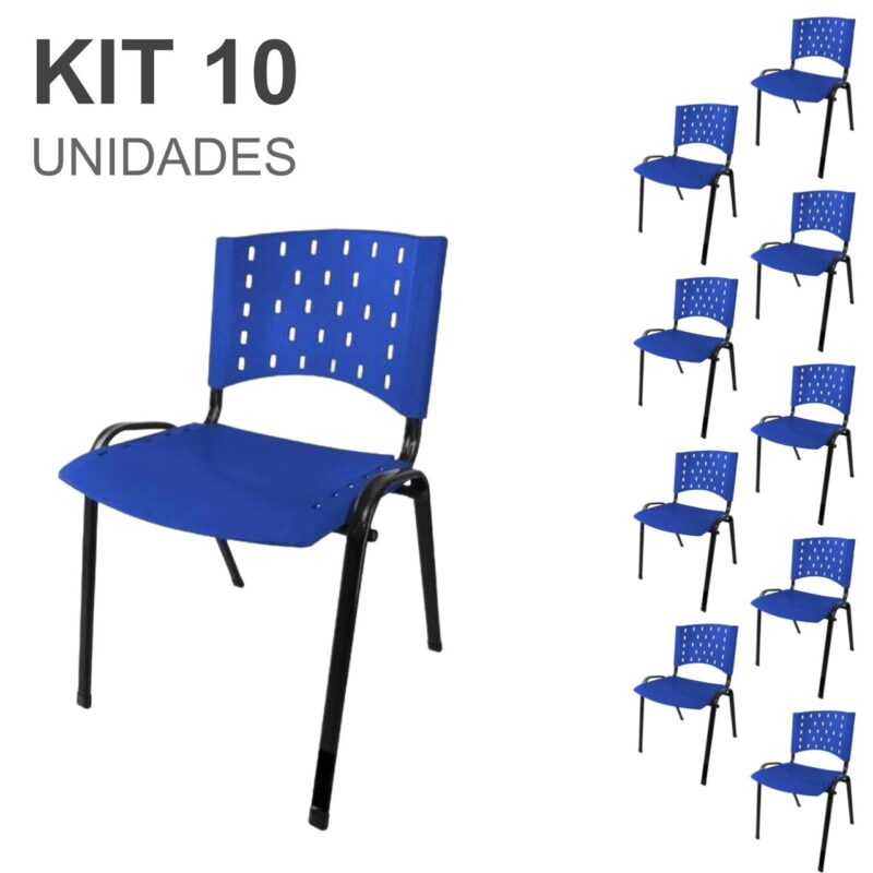 Kit 10 Cadeiras Plásticas 04 pés – COR AZUL – 24003 META Móveis para Escritório em Anápolis Plástica 2