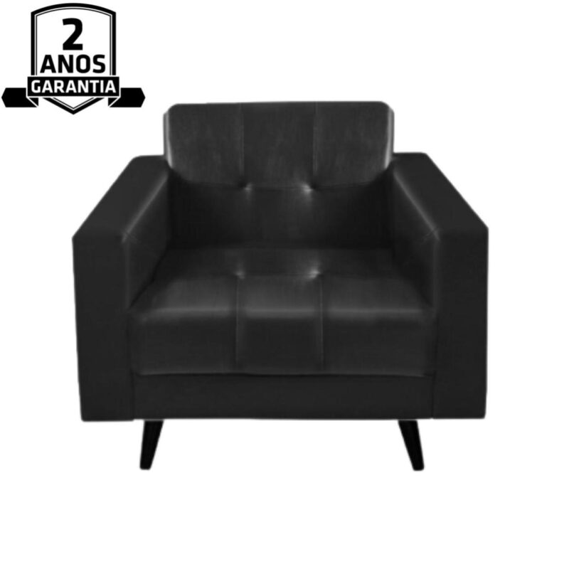 Poltrona para Escritório Roma 01 Lugar – Corino – Cor Preto – 60040 META Móveis para Escritório em Anápolis Sofá Escritório 4