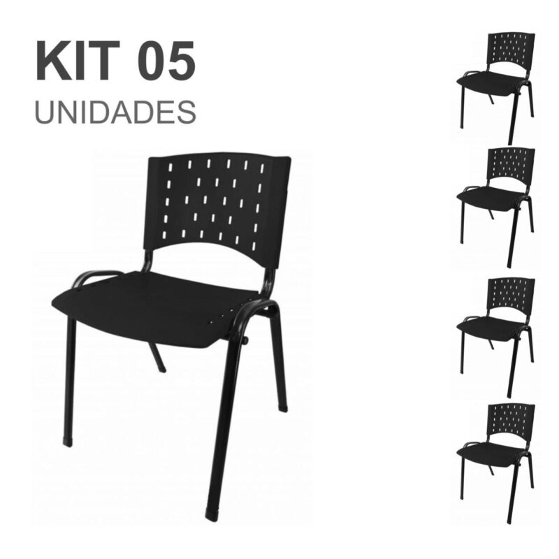 Kit 05 Cadeiras Plásticas 04 pés – COR PRETO – 24000 META Móveis para Escritório em Anápolis Plástica 2