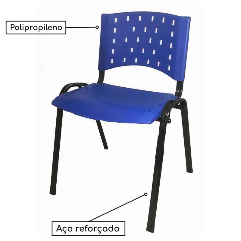 Cadeira Plástica 04 Pés – AZUL – (Polipropileno) – 31205 META Móveis para Escritório em Anápolis Plástica 5