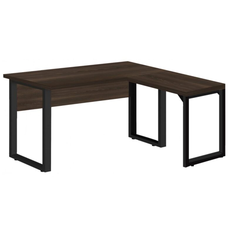 Mesa em L com PÉ QUADRO (Mesa 1,70m + Mesa Auxiliar) – S/ Gavetas MARSALA/PRETO – 25478 META Móveis para Escritório em Anápolis Linha 30 mm 2