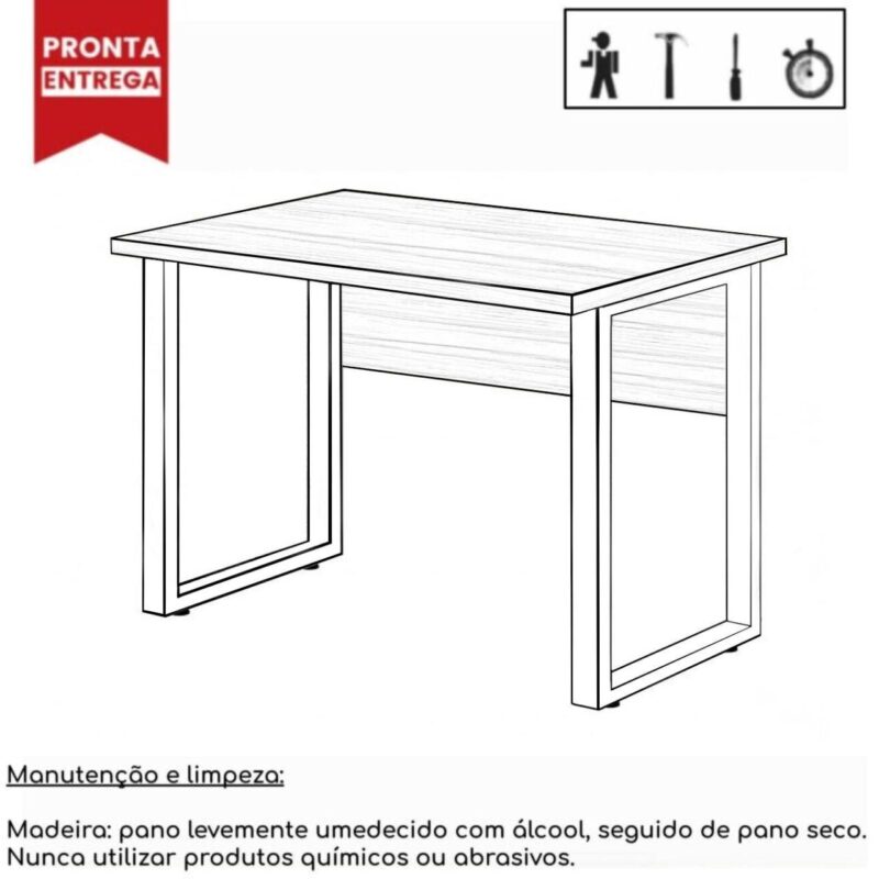 Mesa Escritório PÉ QUADRO 1,70×0,70m – C/ Gavetas – MARSALA/PRETO – 25475 META Móveis para Escritório em Anápolis Linha 30 mm 3