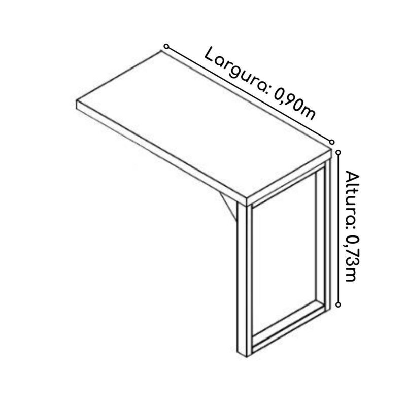 Mesa AUXILIAR SIMPLES PÉ QUADRO 0,90m NOGAL SEVILHA / PRETO – 24419 META Móveis para Escritório em Anápolis Linha 40 mm 4