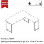 Mesa em L PÉ QUADRO (Mesa 1,50m + Mesa Auxiliar) – S/ Gavetas NOGAL SEVILHA/PRETO – 24476 META Móveis para Escritório em Anápolis Linha 40 mm 8