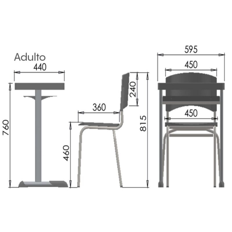 Kit Escolar Individual VERDE – (Mesa e Cadeira) – ADULTO – – COR VERDE – 40084 META Móveis para Escritório em Anápolis Adulto 5