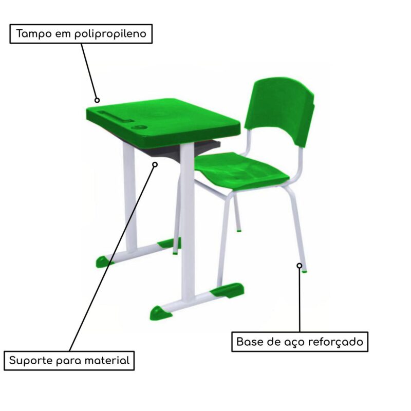 Kit Escolar Individual VERDE – (Mesa e Cadeira) – ADULTO – – COR VERDE – 40084 META Móveis para Escritório em Anápolis Adulto 4