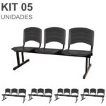 Kit 05 Cadeiras Longarinas PLÁSTICA 03 Lugares – Cor PRETO 33034 META Móveis para Escritório em Anápolis Longarinas 7