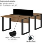Estação de Trabalho 1,50×1,35m 02 Lugares c/ Gavetas c/ ponto de tomada PÉ QUADRO – Cor Nogal Sevilha – 63099 META Móveis para Escritório em Anápolis Linha 40 mm 8