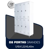 Armário Roupeiro de Aço c/ 08 Portas GRANDES – 1,95×1,22×0,40m – SA – CZ/CZ – 14003 META Móveis para Escritório em Anápolis Roupeiro de Aço