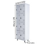 Armário Roupeiro de Aço c/ 08 Portas PEQUENAS 1,95×0,62×0,40m – SA – Cinza – 14002 META Móveis para Escritório em Anápolis Roupeiro de Aço 9