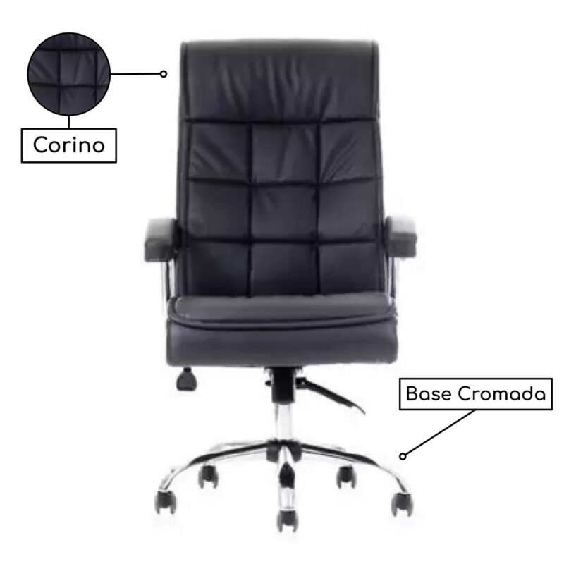 Poltrona Presidente Milano com Mola Ensacada – PMD – COR PRETO – 30412 META Móveis para Escritório em Anápolis Presidente 4