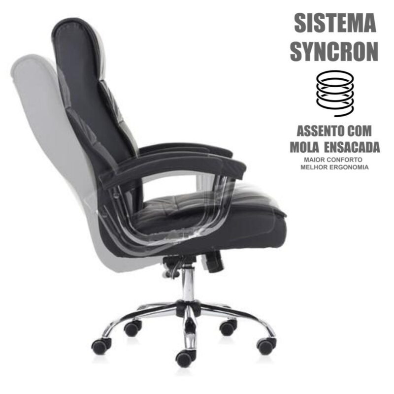 Poltrona Presidente Milano com Mola Ensacada – PMD – COR PRETO – 30412 META Móveis para Escritório em Anápolis Presidente 5