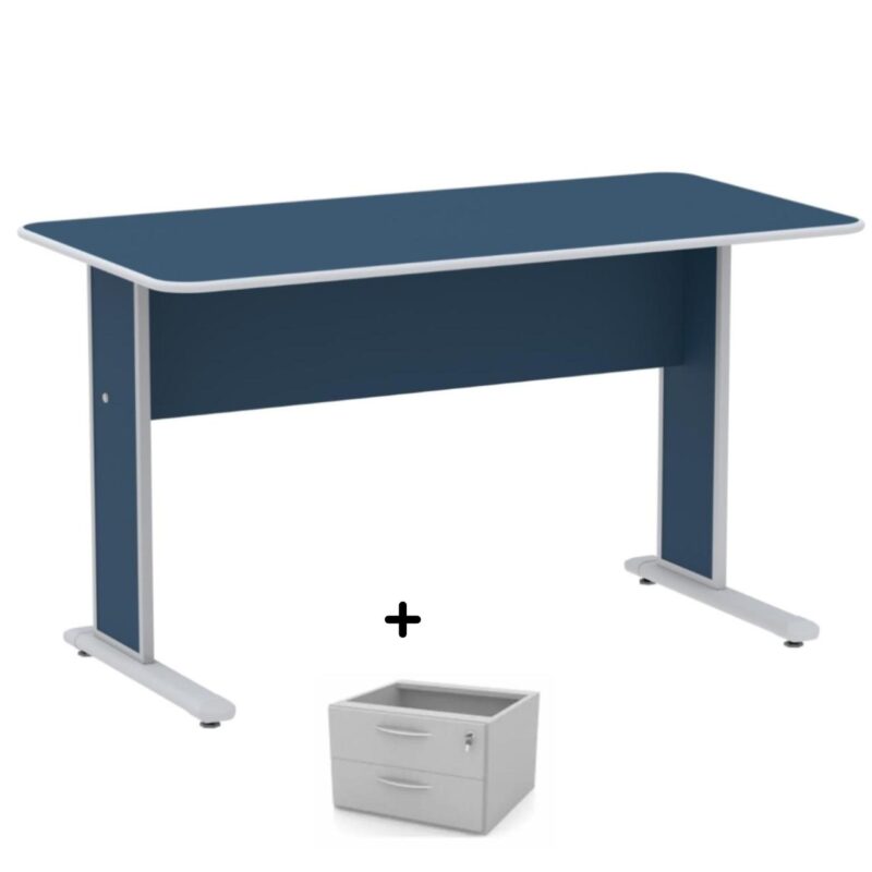 Mesa Escritório 1,50×0,60m c/ Gavetas – Cor Azul – 44087 META Móveis para Escritório em Anápolis Linha 15 mm 2