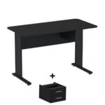Mesa Escritório 1,20×0,60m c/ Gavetas – Cor Preto – 44090 META Móveis para Escritório em Anápolis JOB Preto 15 mm 7