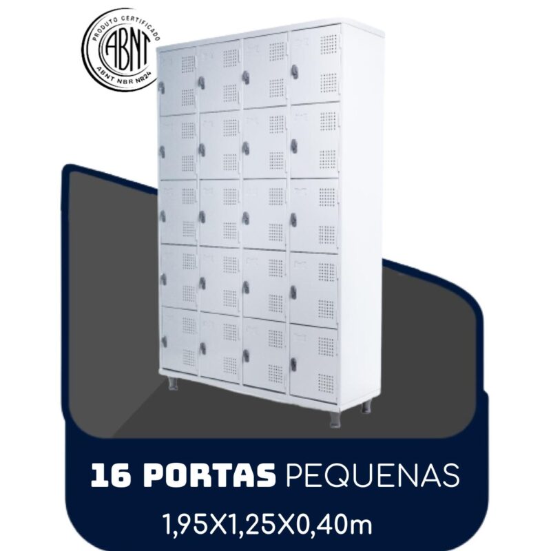 Armário Roupeiro de Aço c/ 16 Portas PEQUENAS – 1,95×1,25×0,40m – SA – CZ/CZ – 14000 META Móveis para Escritório em Anápolis Roupeiro de Aço 2