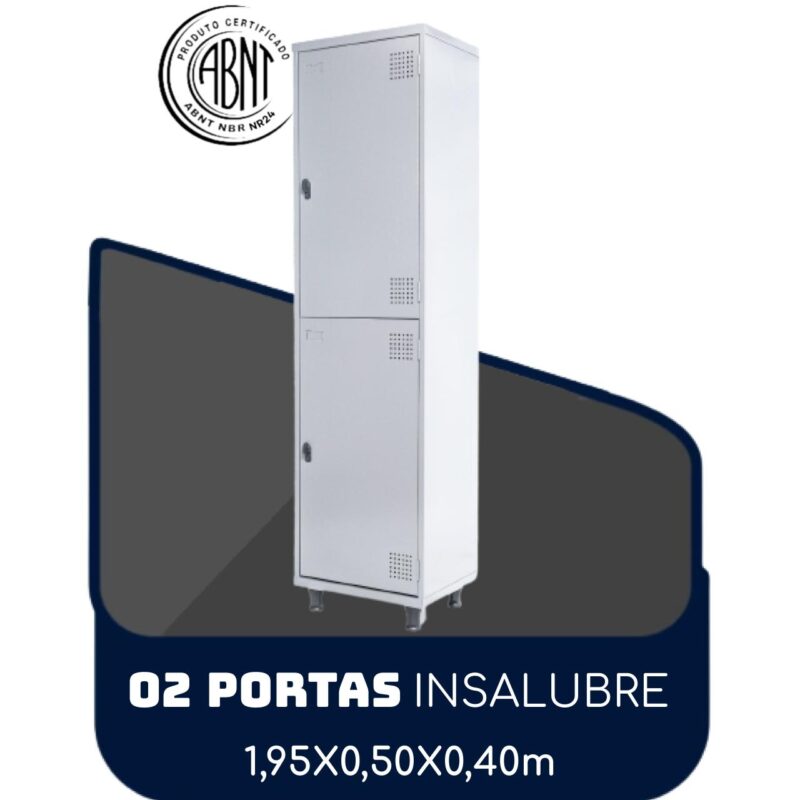 Roupeiro de Aço INSALUBRE c/ 02 Portas – 1,95×0,50×0,40m – CZ/CZ – SA – 14005 META Móveis para Escritório em Anápolis Roupeiro de Aço 2