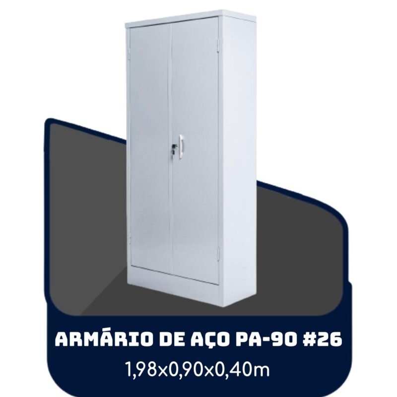 Armário de Aço PA 90 #26 – 1,98×0,90×0,40m – SA – 13120 META Móveis para Escritório em Anápolis Armário de Aço 2