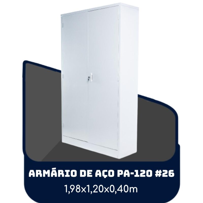 Armário de Aço PA 120 #26 – 1,98×1,20×0,40m – SA – 13121 META Móveis para Escritório em Anápolis Armário de Aço 2