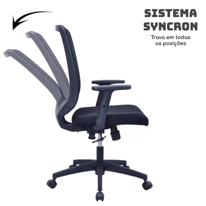 Cadeira de Escritório Diretor TELA TURIM – COR PRETO – PMD – 34005 META Móveis para Escritório em Anápolis Cadeira de Tela 3