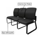 Sofanete para Escritório Estofada com 03 Lugares ESTOFADA – LYON – Cor Preto – 33121 META Móveis para Escritório em Anápolis Longarinas 7