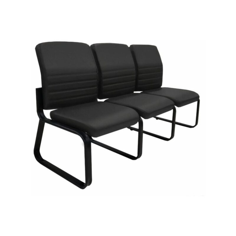 Sofanete para Escritório Estofada com 03 Lugares ESTOFADA – LYON – Cor Preto – 33121 META Móveis para Escritório em Anápolis Longarinas 4