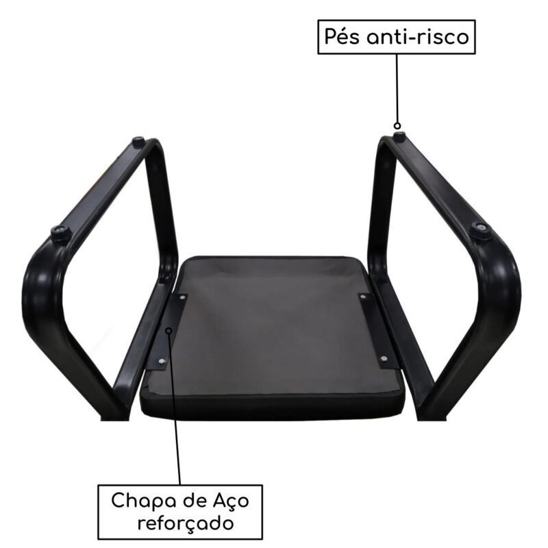 Sofanete para Escritório Estofada com 04 Lugares ESTOFADA – LYON – Cor Preto – 33122 META Móveis para Escritório em Anápolis Longarinas 5